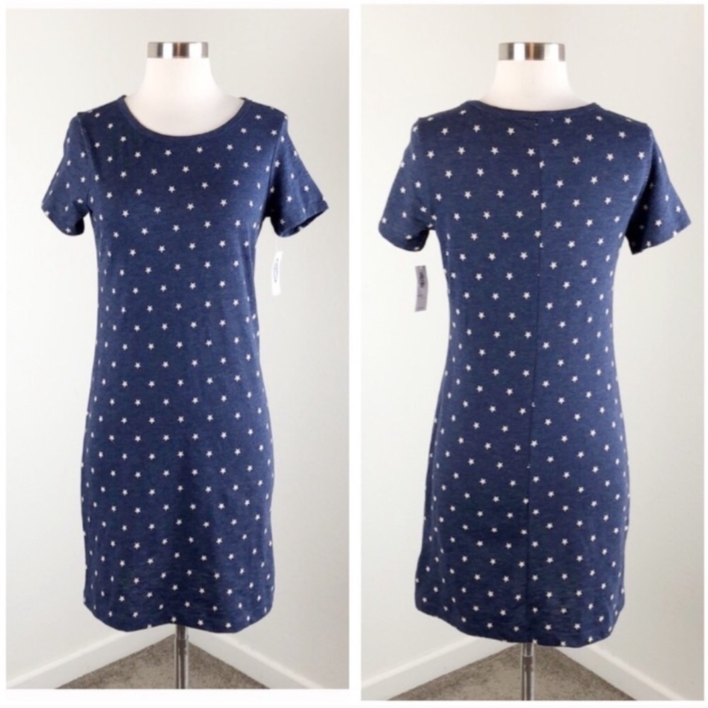 NEW Old Navy blue & white star print tshirt dress